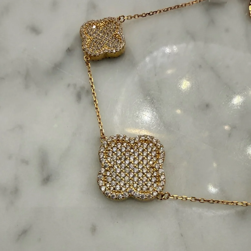 NWT Rachel Zoe 18K Gold Plated Rhinestone and Sterling Silver 925 Bracelet - Picture 2 of 7